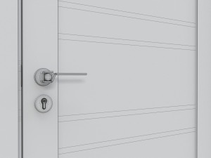 Modern Wooden Interior Door with Furniture 005 3D Model