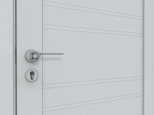 Modern Wooden Interior Door with Furniture 005 3D Model