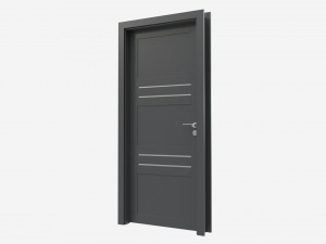Modern Wooden Interior Door with Furniture 006 3D Model