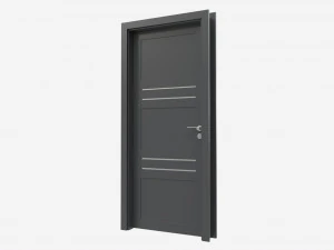 Modern Wooden Interior Door with Furniture 006 3D Model