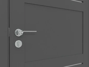 Modern Wooden Interior Door with Furniture 006 3D Model