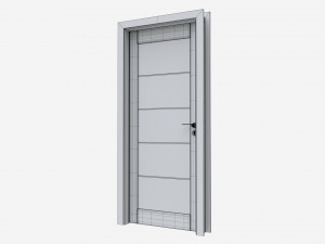 Modern Wooden Interior Door with Furniture 007 3D Модель