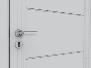 Modern Wooden Interior Door with Furniture 007 3D Модель