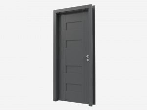 Modern Wooden Interior Door with Furniture 009 3D Model