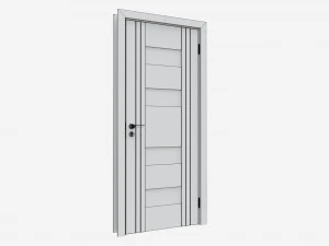 Modern Wooden Interior Door with Furniture 009 3D Model