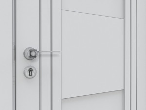 Modern Wooden Interior Door with Furniture 009 3D Model