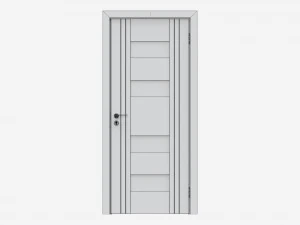 Modern Wooden Interior Door with Furniture 009 3D Model