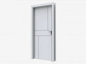 Modern Wooden Interior Door with Furniture 010 3D Model