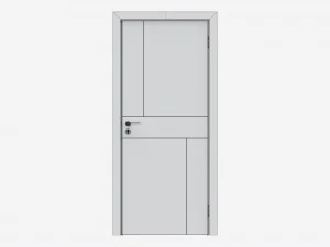 Modern Wooden Interior Door with Furniture 010 3D Model