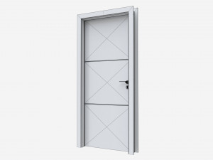 Modern Wooden Interior Door with Furniture 012 3D Model