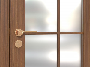 Modern Wooden Interior Door with Furniture 014 3D Model