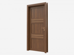 Modern Wooden Interior Door with Furniture 015 Model 3D