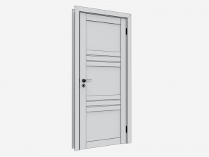 Modern Wooden Interior Door with Furniture 015 Model 3D