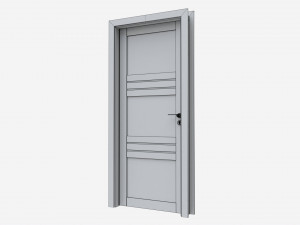 Modern Wooden Interior Door with Furniture 015 Model 3D