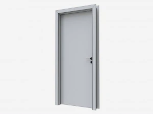 Modern Wooden Interior Door with Furniture 016 3D Model