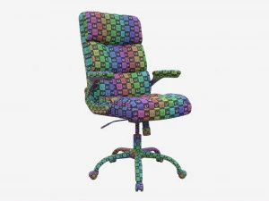 Chair with armrests and wheels 03 3D Model