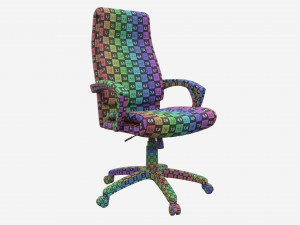 Office Chair with armrests and wheels 04 3D Model