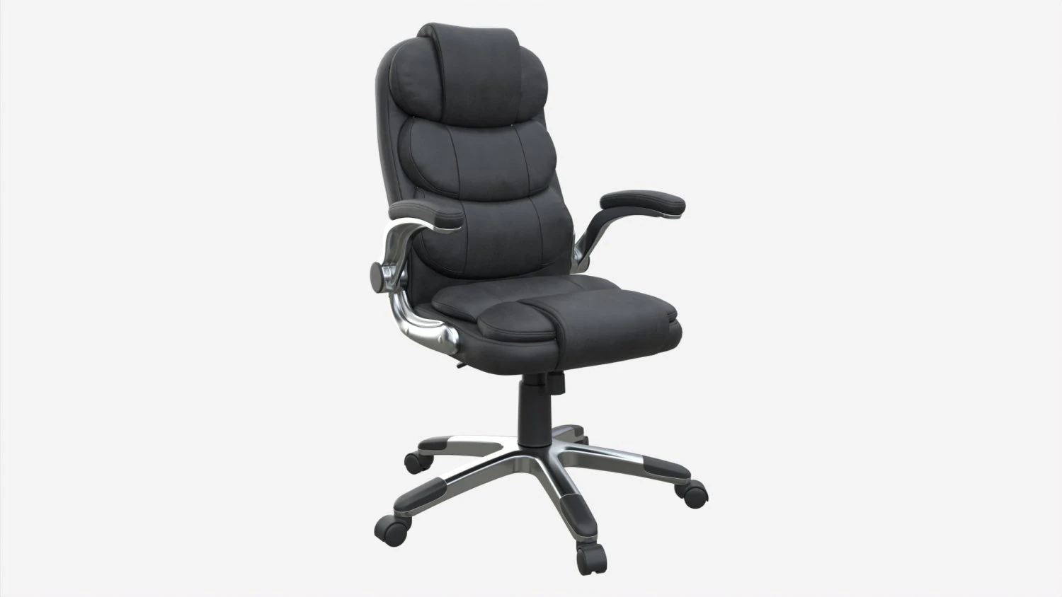Office Chair with armrests and wheels black 02 3D Model .c4d .max .obj .3ds .fbx .stl .blend 