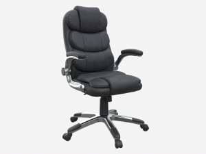 Office Chair with armrests and wheels black 02 3D Model