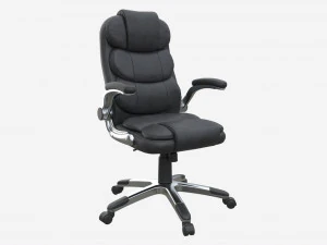 Office Chair with armrests and wheels black 02 3D Model