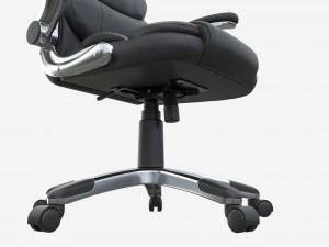 Office Chair with armrests and wheels black 02 3D Model