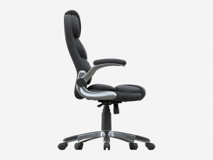 Office Chair with armrests and wheels black 02 3D 模型