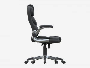 Office Chair with armrests and wheels black 02 3D Model