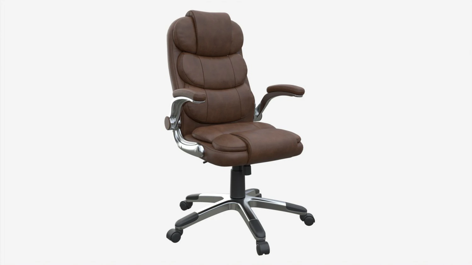Office Chair with armrests and wheels brown 02 3D Model .c4d .max .obj .3ds .fbx .stl .blend