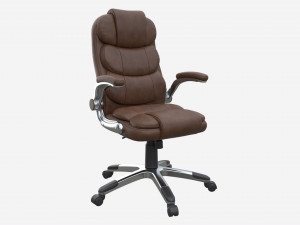 Office Chair with armrests and wheels brown 02 3D Model