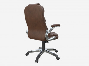 Office Chair with armrests and wheels brown 02 3D Model
