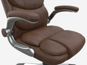 Office Chair with armrests and wheels brown 02 3D Model