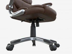 Office Chair with armrests and wheels brown 02 3D Model
