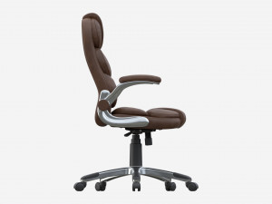 Office Chair with armrests and wheels brown 02 3D Model