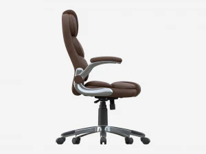 Office Chair with armrests and wheels brown 02 3D Model