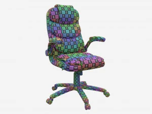 Office Chair with armrests and wheels brown 02 3D Model