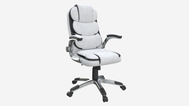 Office Chair with armrests and wheels white 02 3D Model .c4d .max .obj .3ds .fbx .stl .blend 