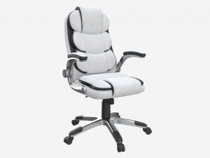 Office Chair with armrests and wheels white 02 3D Model