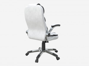 Office Chair with armrests and wheels white 02 3D Model