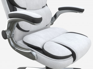 Office Chair with armrests and wheels white 02 3D Model