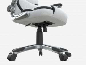 Office Chair with armrests and wheels white 02 3D Model