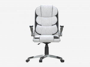 Office Chair with armrests and wheels white 02 3D Model