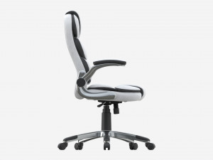 Office Chair with armrests and wheels white 02 3D Model