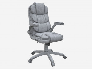 Office Chair with armrests and wheels white 02 3D Model
