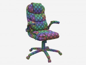 Office Chair with armrests and wheels white 02 3D Model