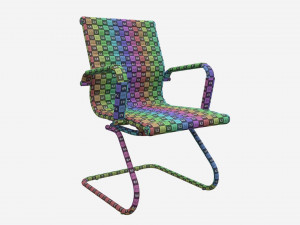 Office Chair with armrests on Metal Frame 01 3D 모델