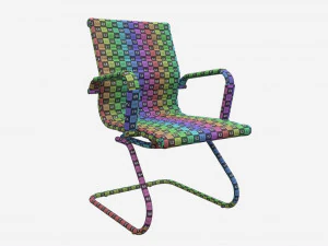 Office Chair with armrests on Metal Frame 01 3D Model