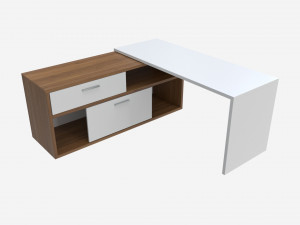 Office Desk L-shape 3D Model