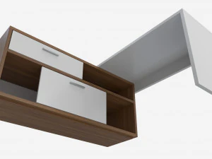 Office Desk L-shape 3D Model
