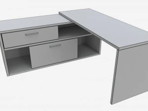Office Desk L-shape 3D Model