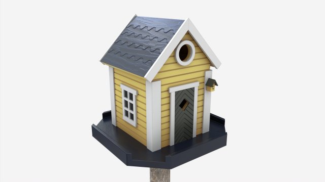 Outdoor Garden Birdhouse on Pillar 3D Model .c4d .max .obj .3ds .fbx .stl .blend 